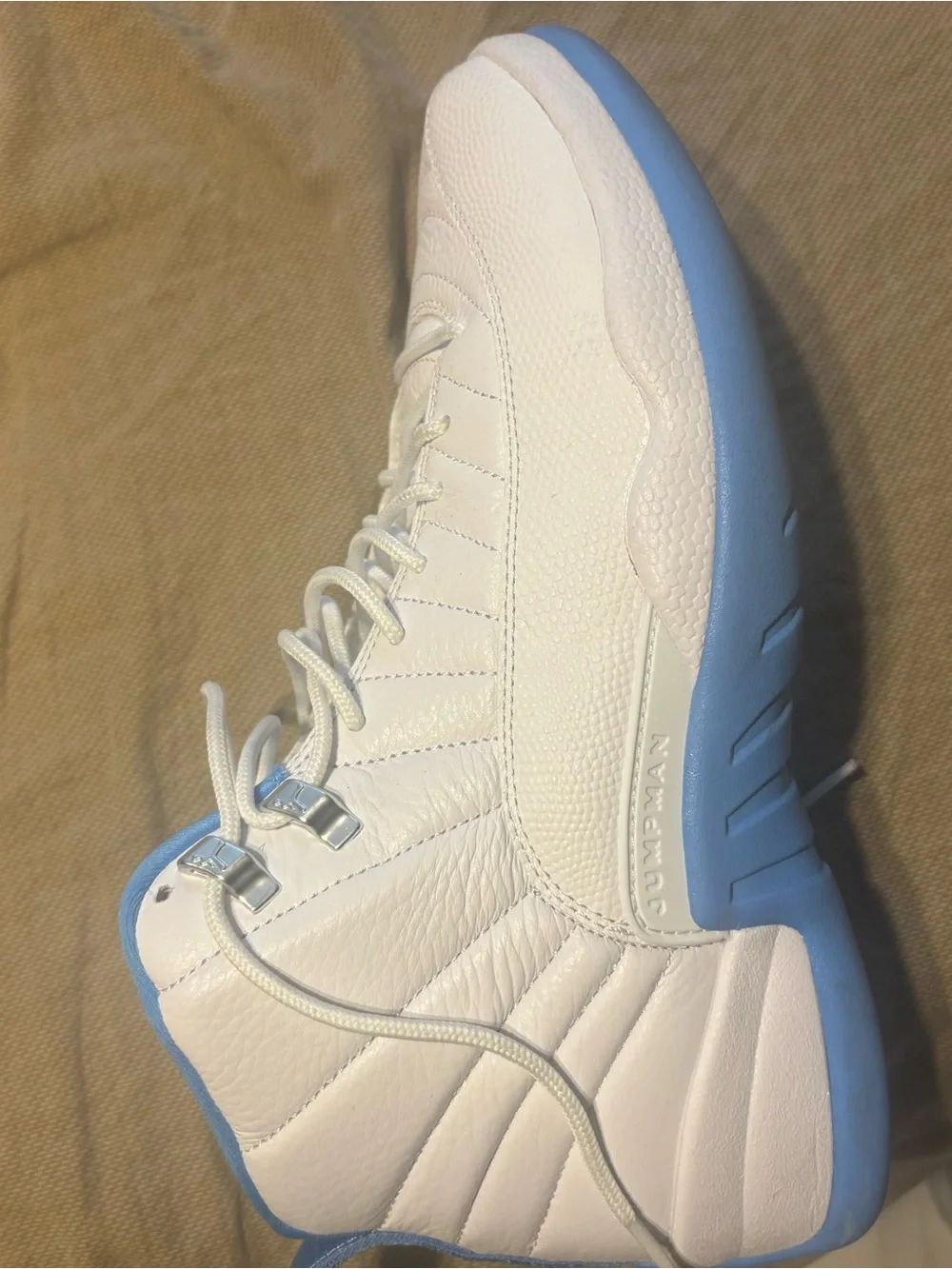 Jordan Men’s White with Light Blue High-Top Sneakers